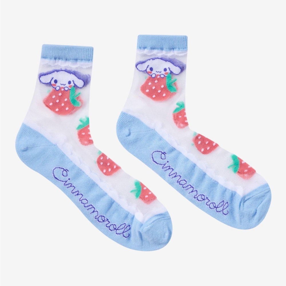 Sanrio Cinnamoroll Strawberry Mesh Ankle Socks Hot Topic